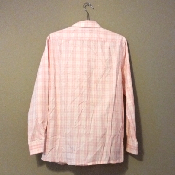 Tommy Hilfiger 16 Mens Checked Button Down Dress Shirt White Light Pink - Picture 5 of 8